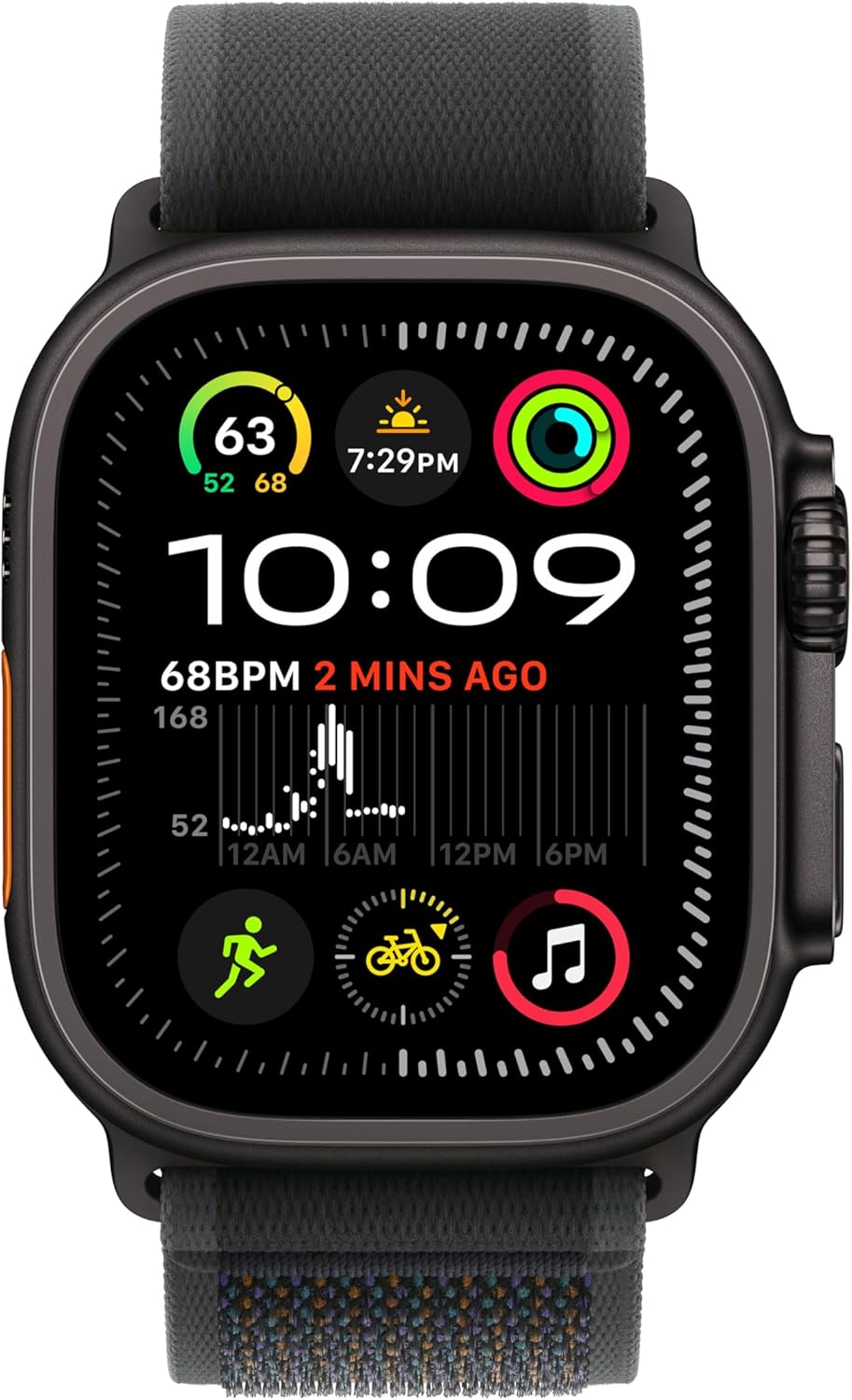 Apple Watch Ultra 2 (49 mm GPS + Cellular) Montre de sport connectée avec Boîtier en titane noir et Boucle Alpine vert foncé (Small). Suivi de l’activité, GPS haute précision, neutre en carbone