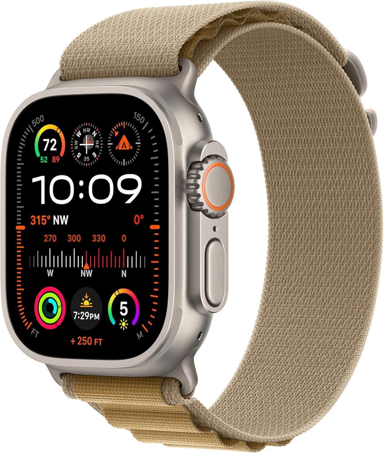 Apple Watch Ultra 2 (49 mm GPS + Cellular) Montre de sport connectée avec Boîtier en titane noir et Boucle Alpine vert foncé (Small). Suivi de l’activité, GPS haute précision, neutre en carbone